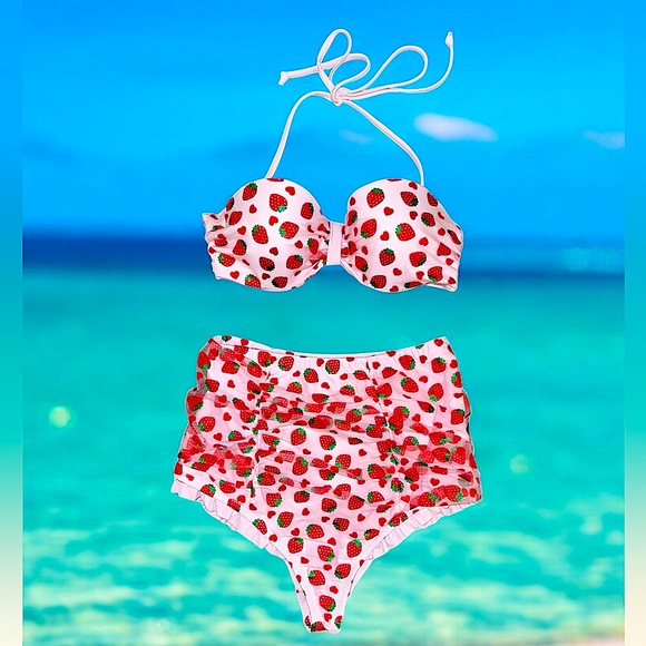 Hot Topic Other - Hot Topic Strawberry Print Bikini - Pink and Red